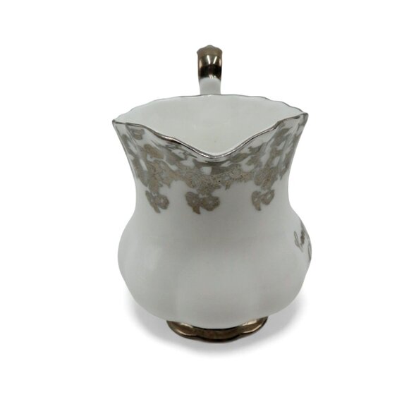 ROYAL ALBERT Silver Floral Cream And Sugar 25th Anniversary England Vintage - Picture 4 of 12